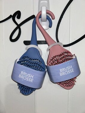 Vented Hanging Hair Brush with Hook - Blue or Dusty Rose